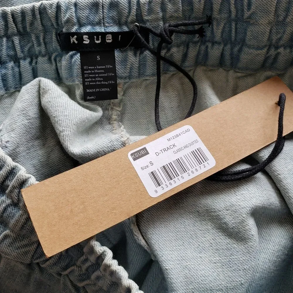 Ksubi Denim Track Pants Elasticated Waistband Drawstring Classic Men Size Small